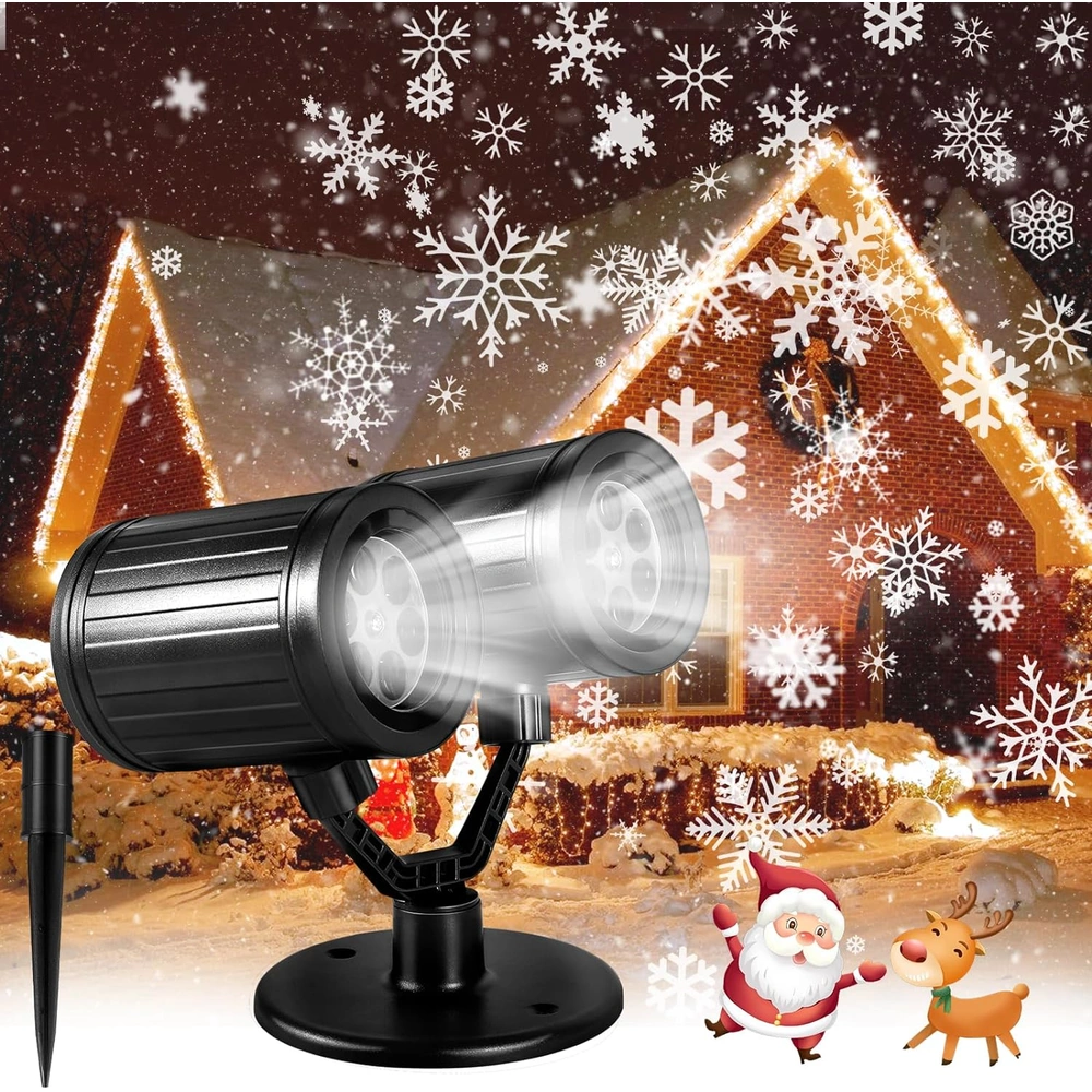 PROYECTOR DE LUCES DE NAVIDAD LUCES DE COPO DE NIEVE DE DOBLE CABEZA