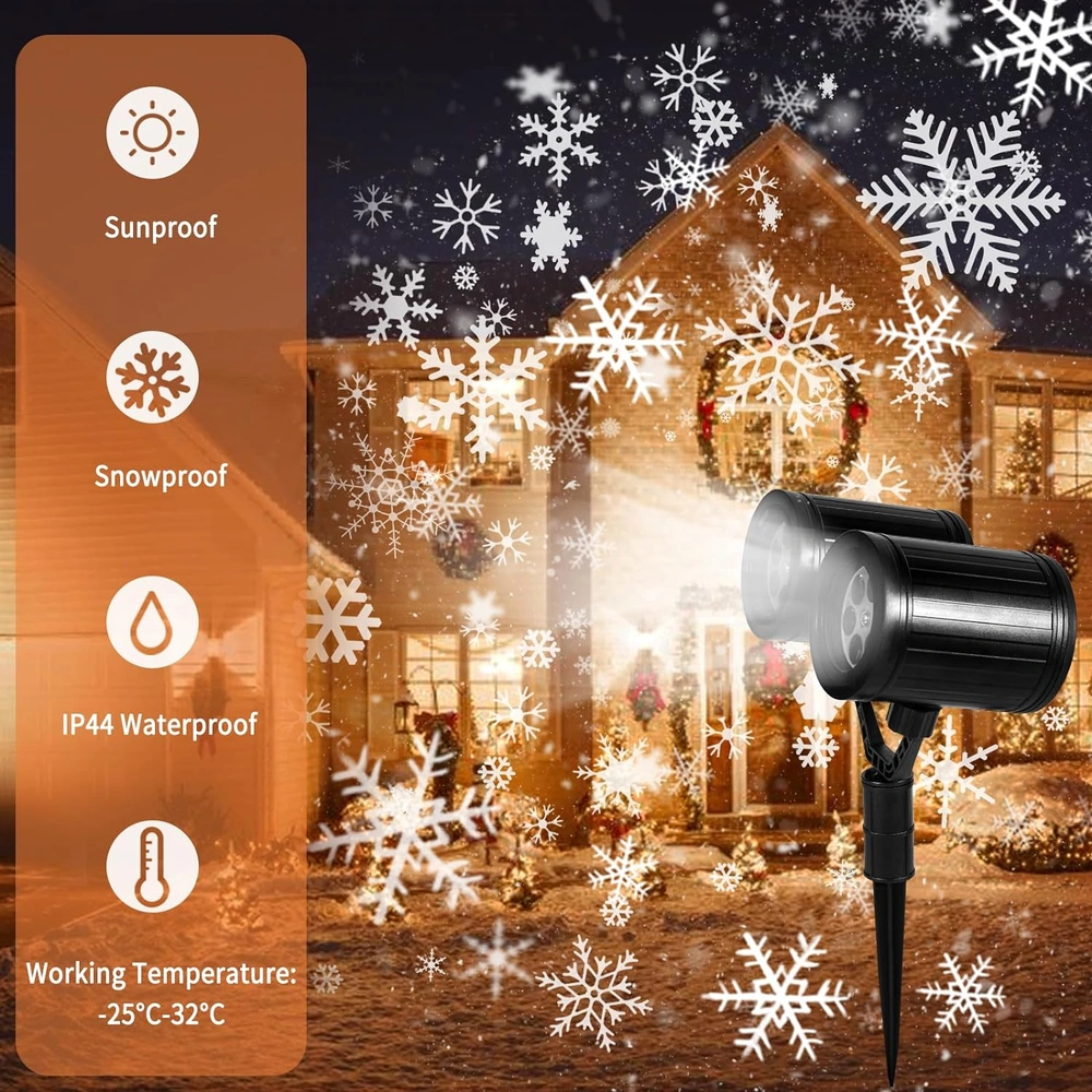 PROYECTOR DE LUCES DE NAVIDAD LUCES DE COPO DE NIEVE DE DOBLE CABEZA