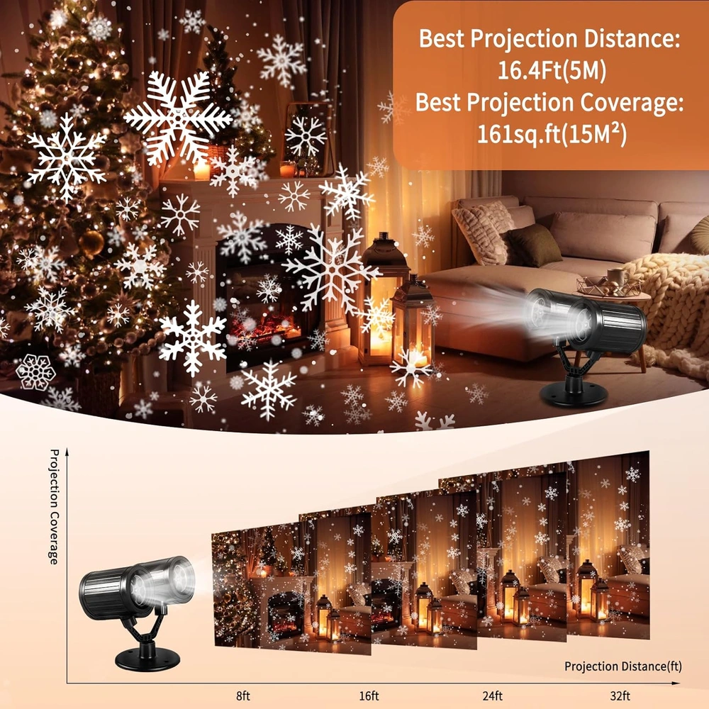 PROYECTOR DE LUCES DE NAVIDAD LUCES DE COPO DE NIEVE DE DOBLE CABEZA