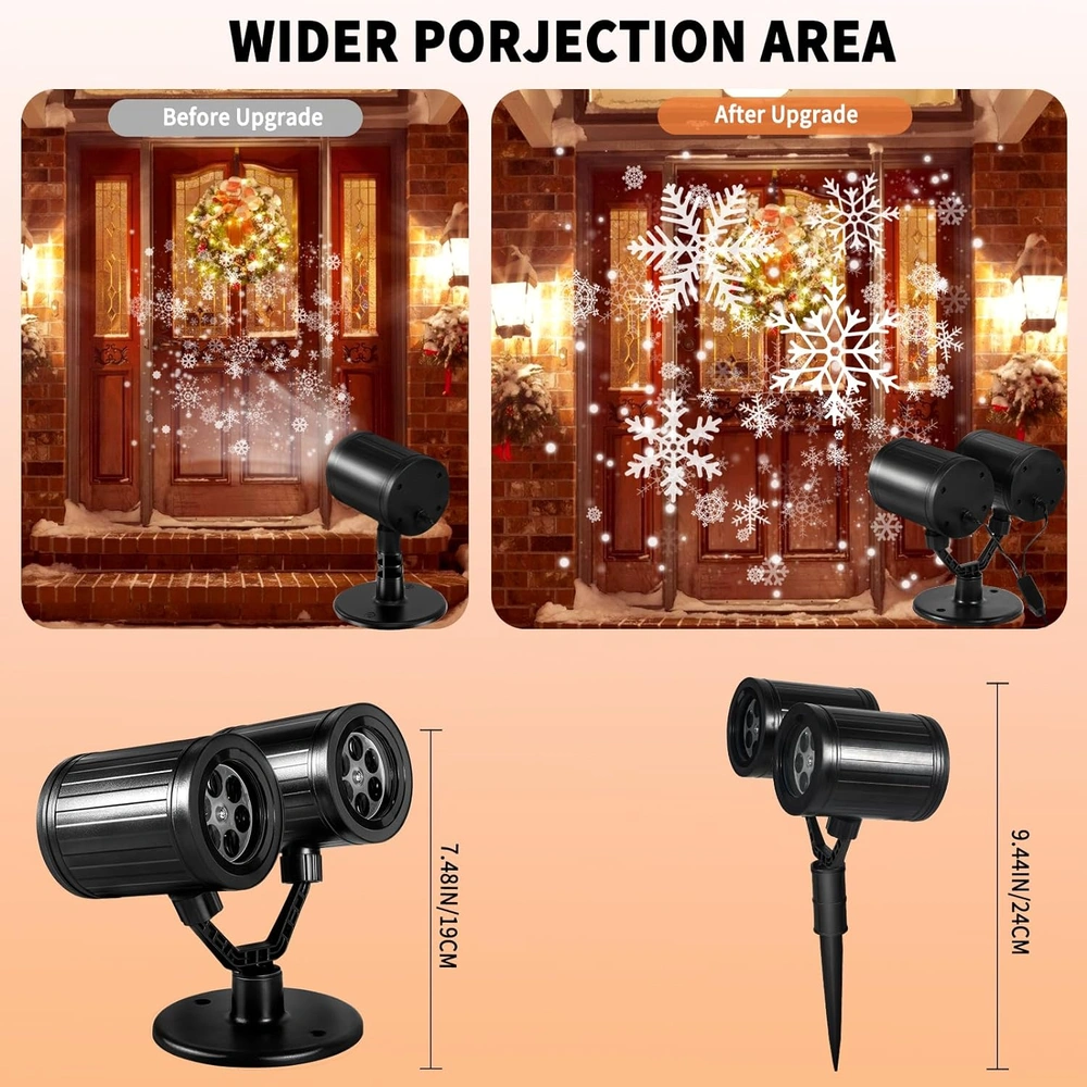 PROYECTOR DE LUCES DE NAVIDAD LUCES DE COPO DE NIEVE DE DOBLE CABEZA