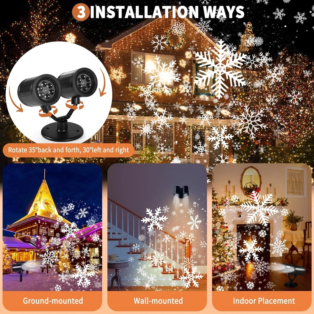 PROYECTOR DE LUCES DE NAVIDAD LUCES DE COPO DE NIEVE DE DOBLE CABEZA