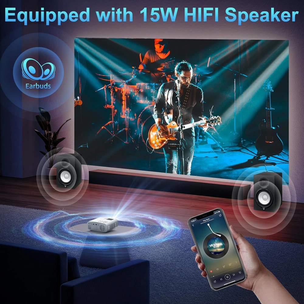 PROYECTOR PERICAT PRO ECTOR WIFI 5G BLUETOOTH 1080P PORTÁTIL PARA EXTERIORES DE 4K 300 PULGADAS