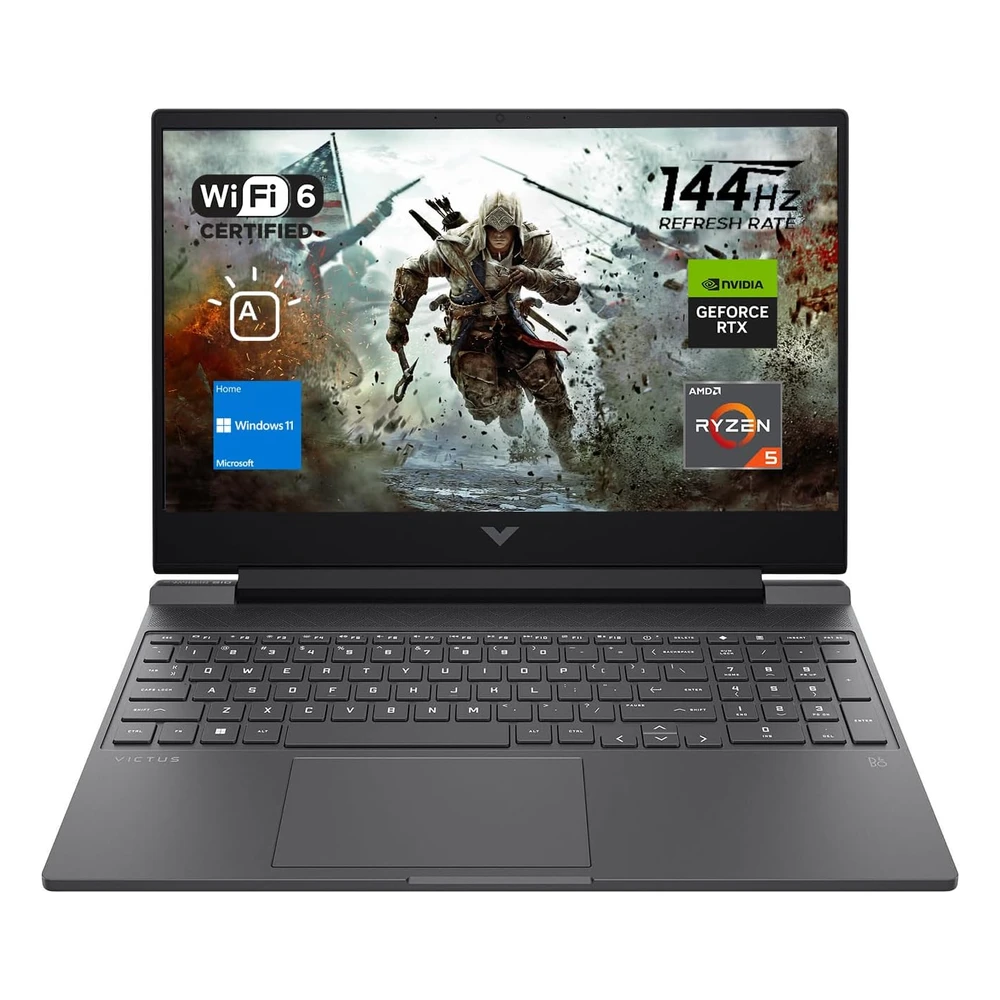 LAPTOP 15 FHD VICTUS HP 15.6" 144HZ AMD RYZEN 5 7535HS 16GB DDR5 RAM SSD M.2 1TB RTX 2050 | PLATEADO - TECLADO INGLÉS