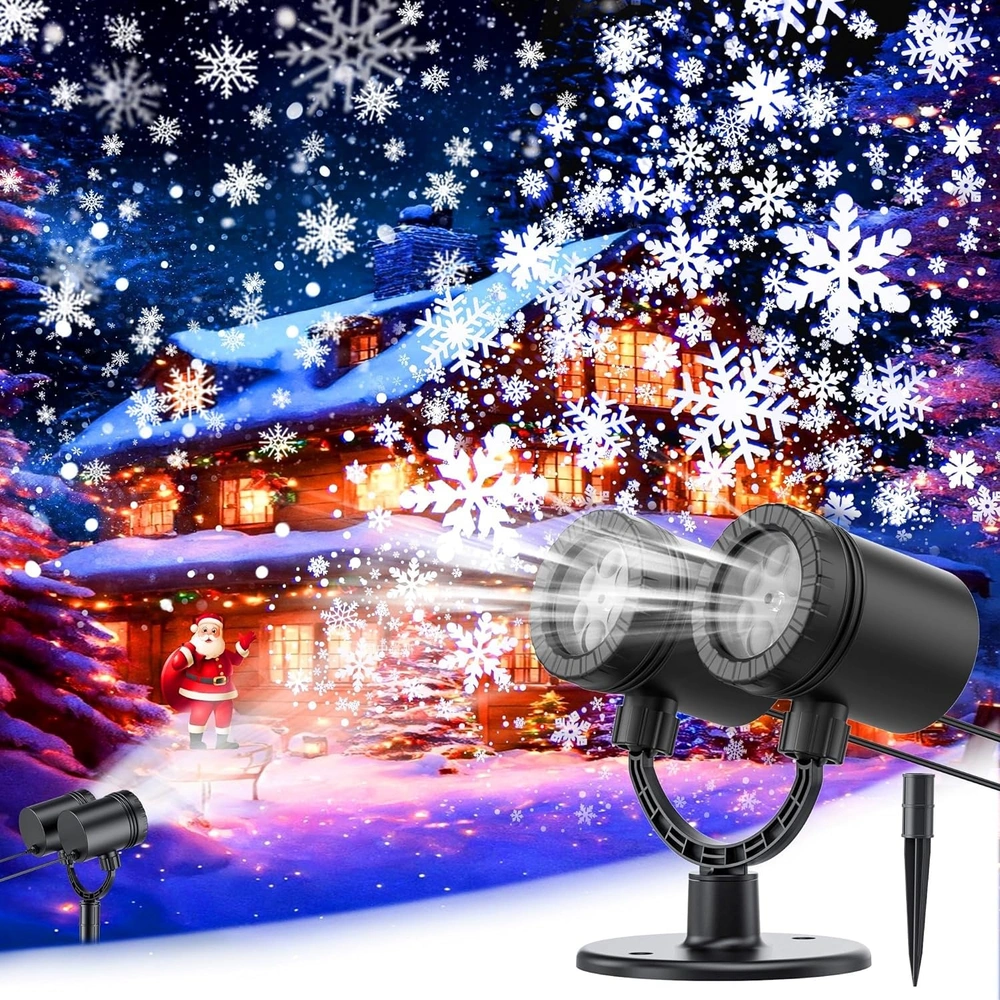 PROYECTOR DE LUZ DE NAVIDAD PARA EXTERIORES PROYECTOR LED DE COPO DE NIEVE DE DOBLE CABEZA