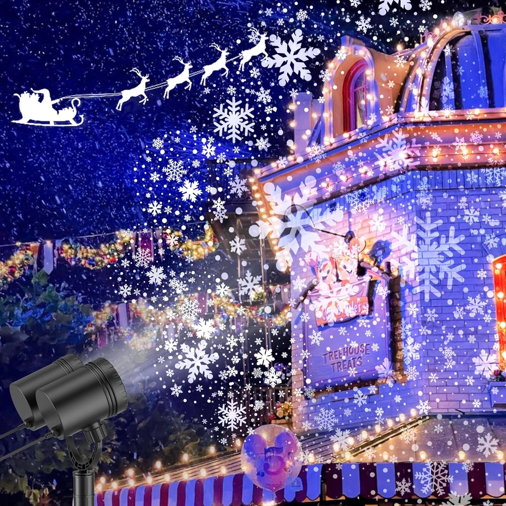PROYECTOR DE LUZ DE NAVIDAD PARA EXTERIORES PROYECTOR LED DE COPO DE NIEVE DE DOBLE CABEZA