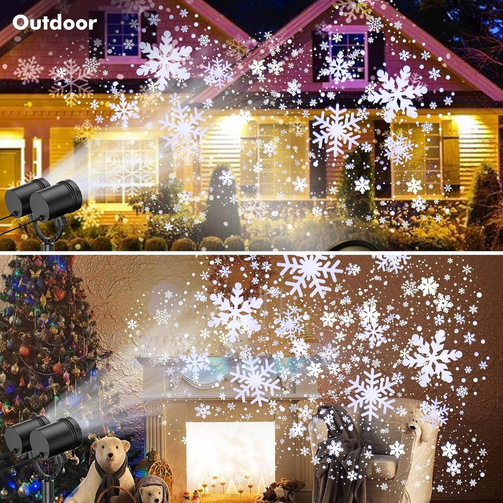 PROYECTOR DE LUZ DE NAVIDAD PARA EXTERIORES PROYECTOR LED DE COPO DE NIEVE DE DOBLE CABEZA