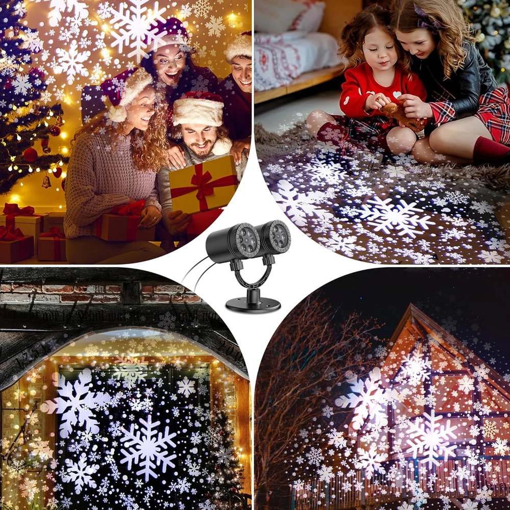 PROYECTOR DE LUZ DE NAVIDAD PARA EXTERIORES PROYECTOR LED DE COPO DE NIEVE DE DOBLE CABEZA
