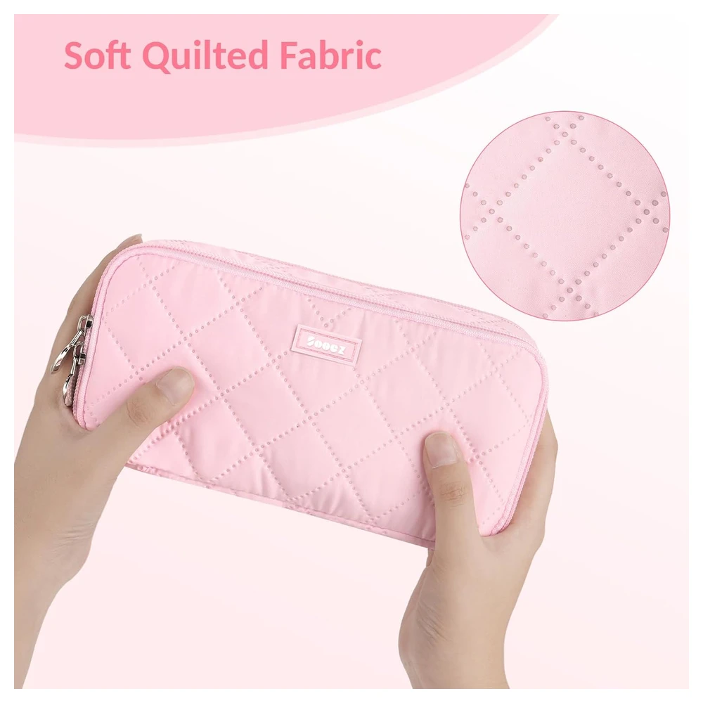 SOOEZ ESTUCHE GRANDE PARA LÁPICES, EXTRA GRANDE CON 8 COMPARTIMENTOS - BEIGE