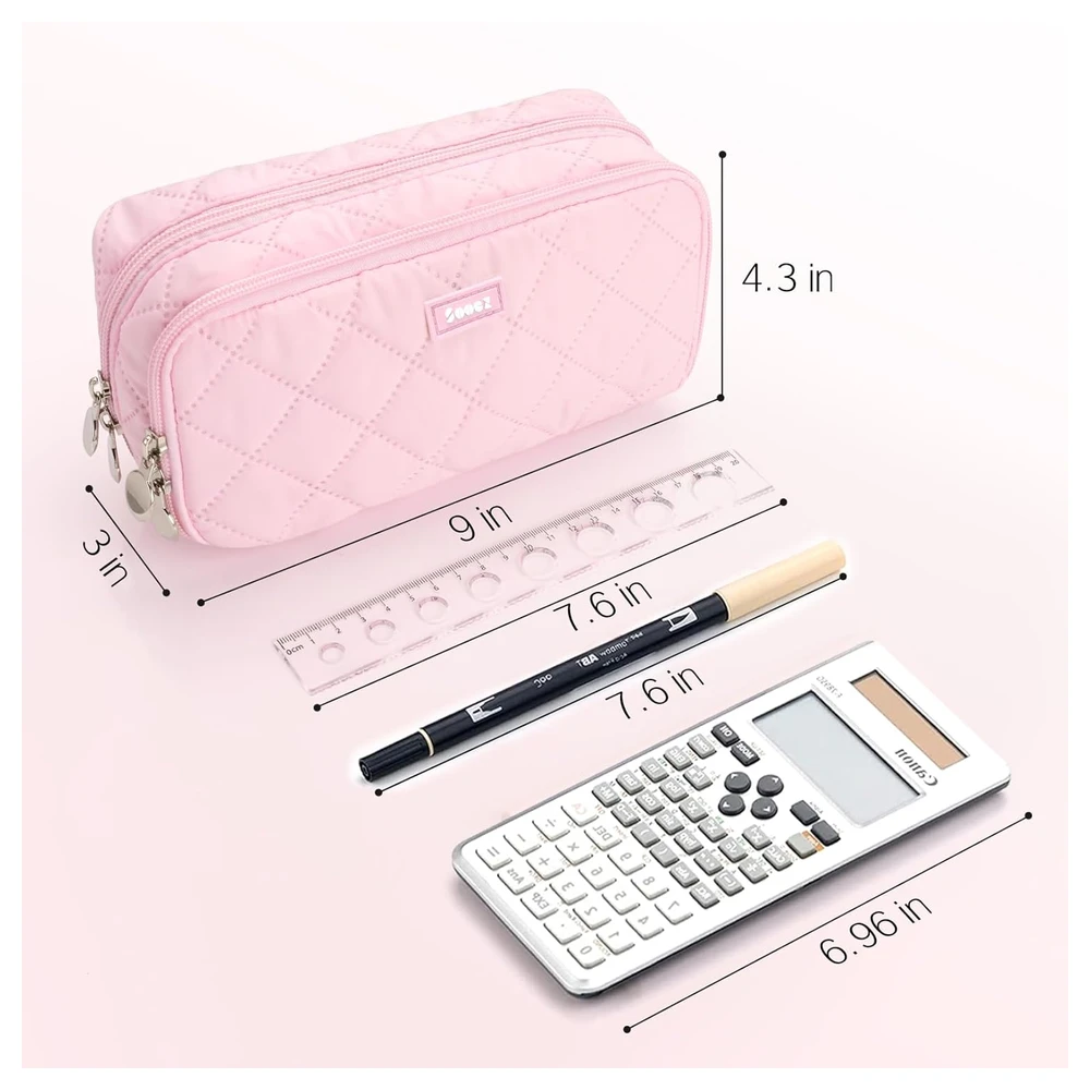 SOOEZ ESTUCHE GRANDE PARA LÁPICES, EXTRA GRANDE CON 8 COMPARTIMENTOS - BEIGE