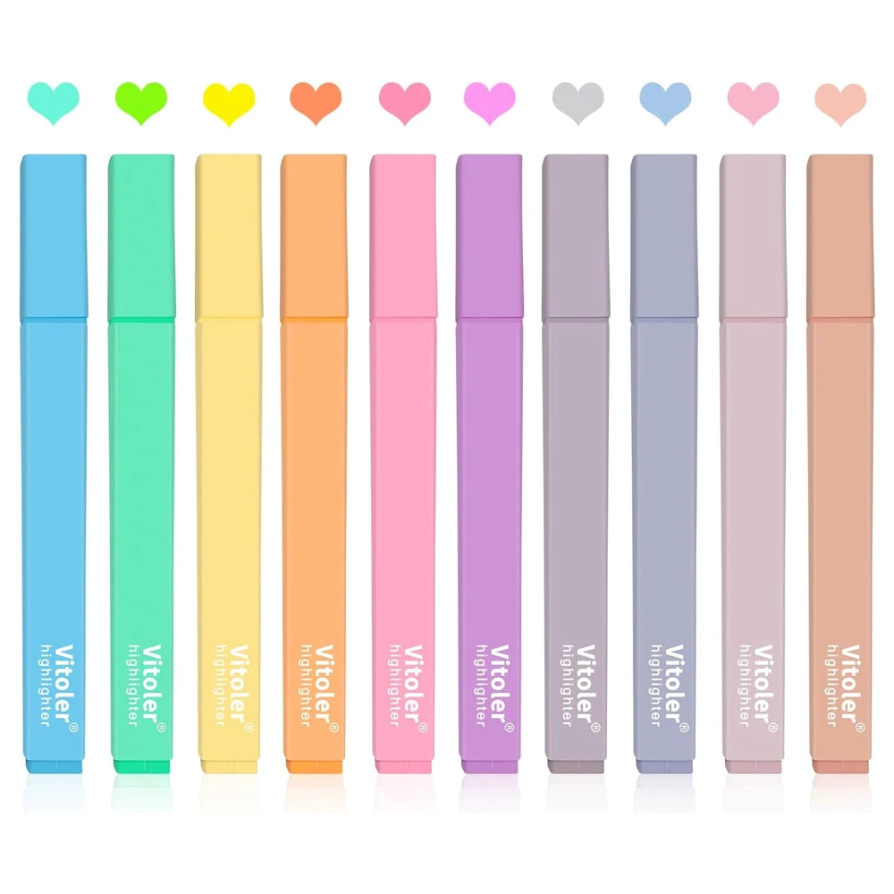 VITOLER 10 ROTULADORES ESTÉTICOS DE LA BIBLIA, ROTULADORES DE PUNTA DE CINCEL, RESALTADORES DE CARAMELO DE COLORES SURTIDOS