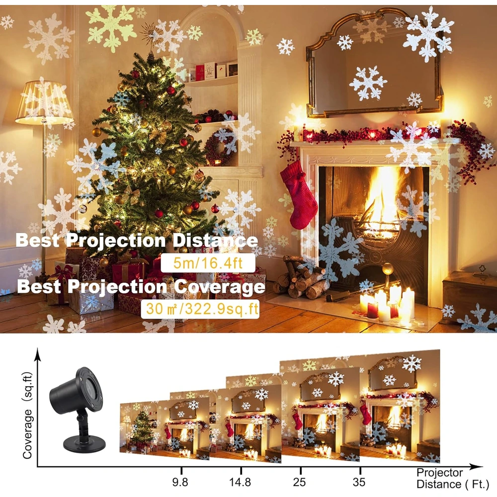 PROYECTOR DE COPO DE NIEVE DE NAVIDAD LUCES LED