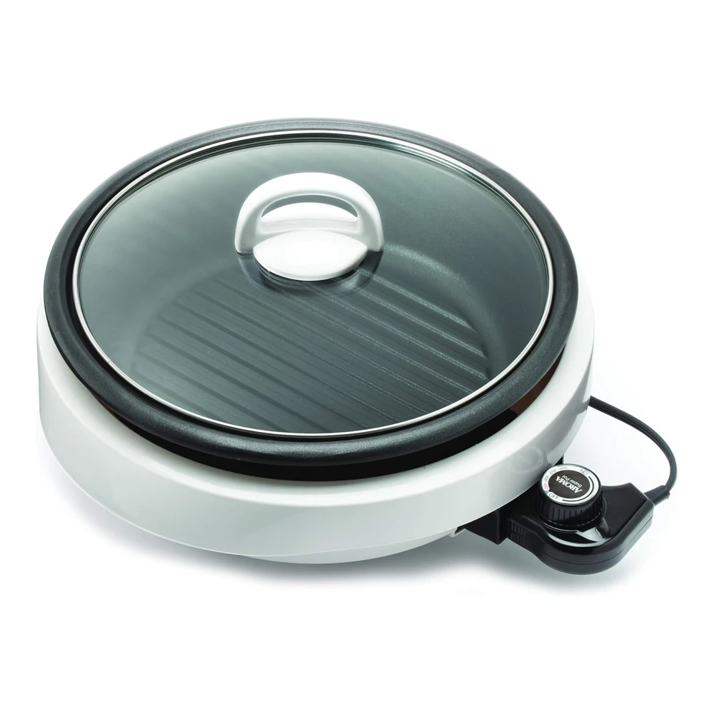 Aroma Housewares - Asp-137 3-Cuartas / 10" 3 En 1 Olla con Placa de Parrilla - Blanco