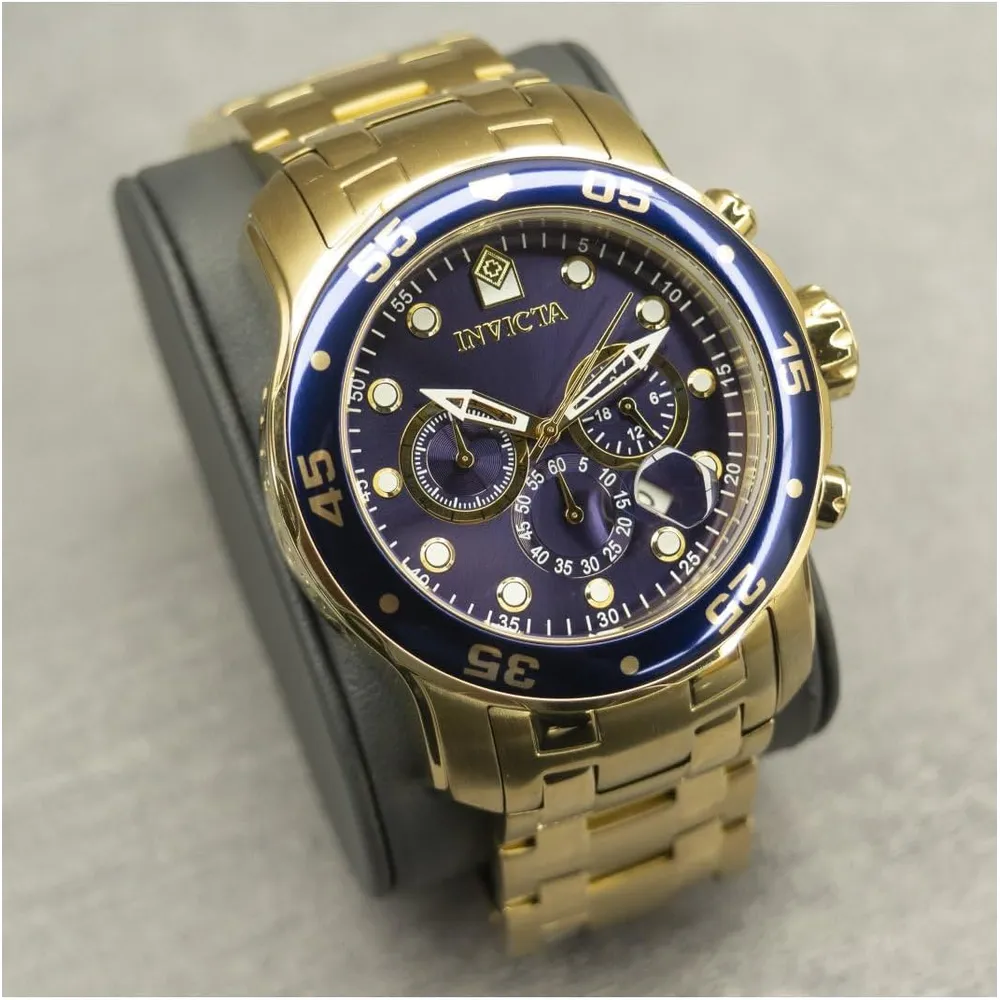 Invicta 0073 reloj Pro Diver Chronograph para hombre | Dorado/Azul