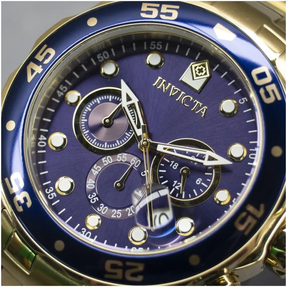 Invicta 0073 reloj Pro Diver Chronograph para hombre | Dorado/Azul