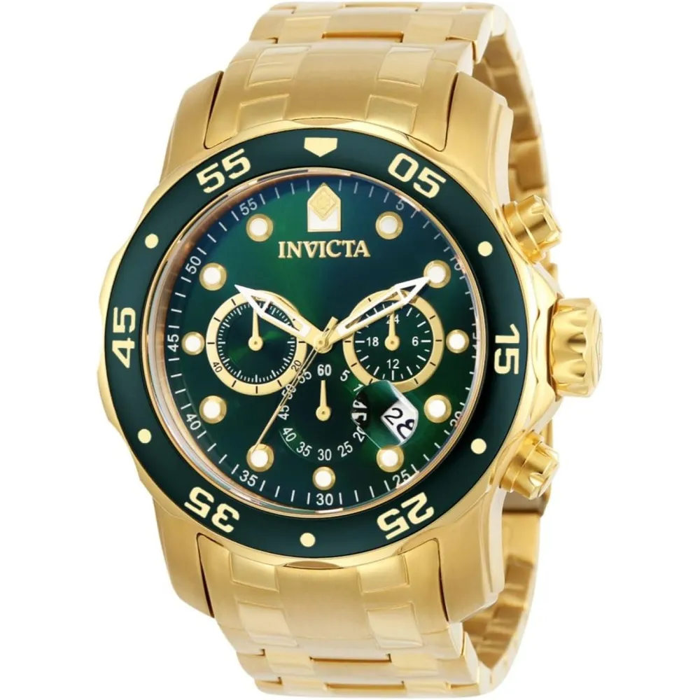 Invicta 0075 reloj Pro Diver Chronograph para hombre | Dorado/verde