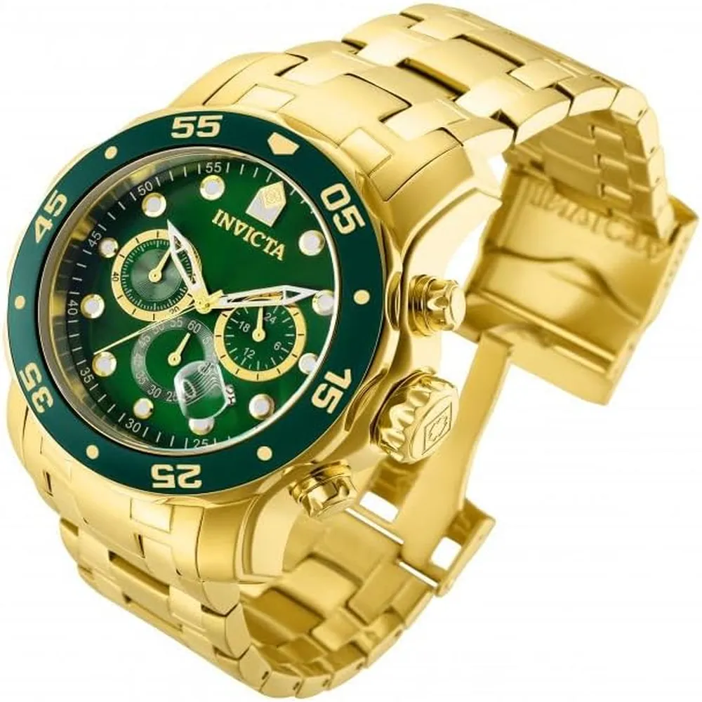 Invicta 0075 reloj Pro Diver Chronograph para hombre | Dorado/verde