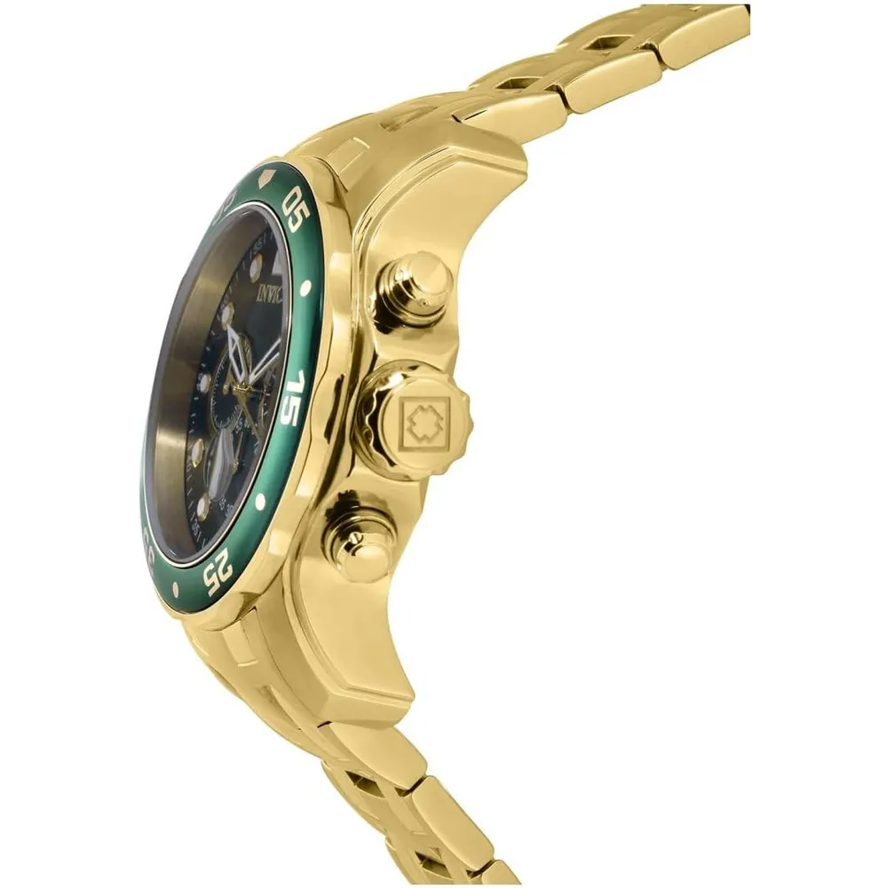 Invicta 0075 reloj Pro Diver Chronograph para hombre | Dorado/verde