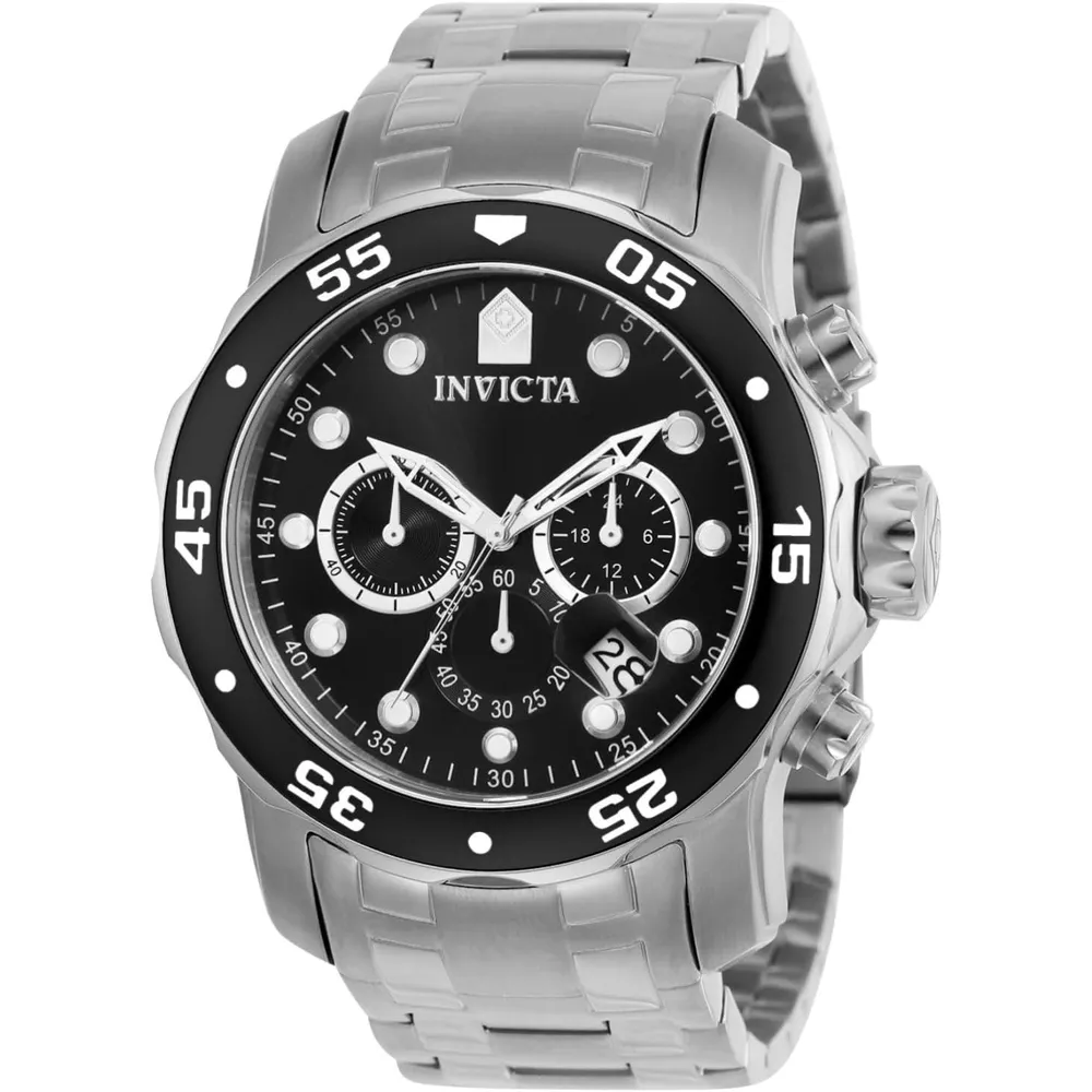 Invicta 0069 reloj Pro Diver Chronograph para hombre | Plata/Negro