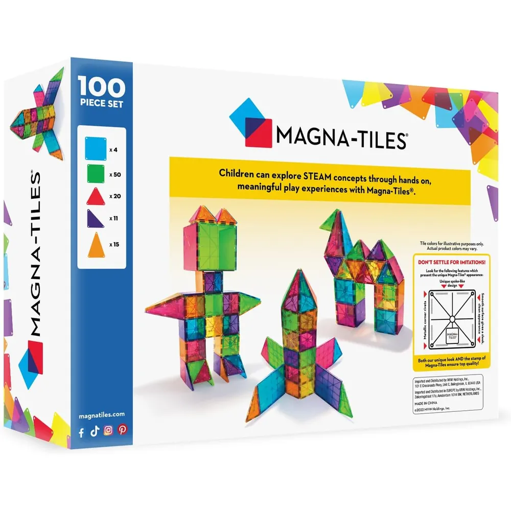 MAGNA-TILES - Clásico 100-piezas set de construcción magnético