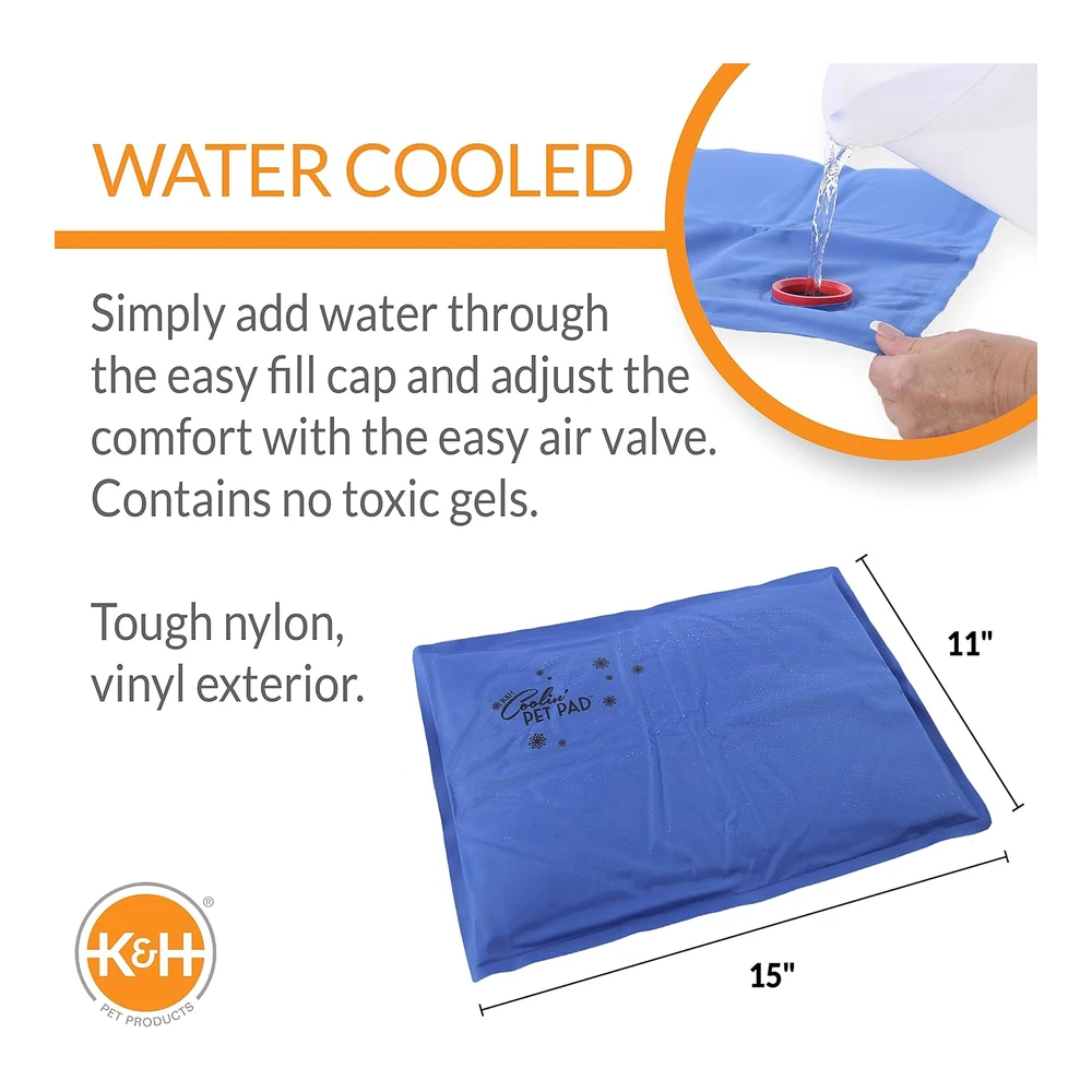 b000cgjtls_1.webp K&H Pet Products Coolin' - Tapete de Enfriamiento para Mascotas - Cama de Perro Al Aire Libre - Almohadilla de Refrigeración para Viajes de Perros - Alfombrilla de Enfriamiento para Mascotas - Alfombrilla de Enfriamiento para Perros Portadores de Perros - Camas Refrescantes para Perros Pequeños - Tamaño Pequeño de 11 X 15" - Azul