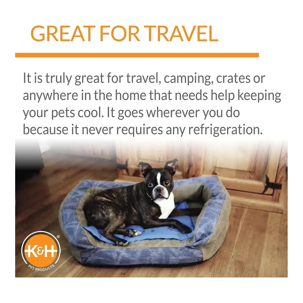 b000cgjtls_4.webp K&H Pet Products Coolin' - Tapete de Enfriamiento para Mascotas - Cama de Perro Al Aire Libre - Almohadilla de Refrigeración para Viajes de Perros - Alfombrilla de Enfriamiento para Mascotas - Alfombrilla de Enfriamiento para Perros Portadores de Perros - Camas Refrescantes para Perros Pequeños - Tamaño Pequeño de 11 X 15" - Azul