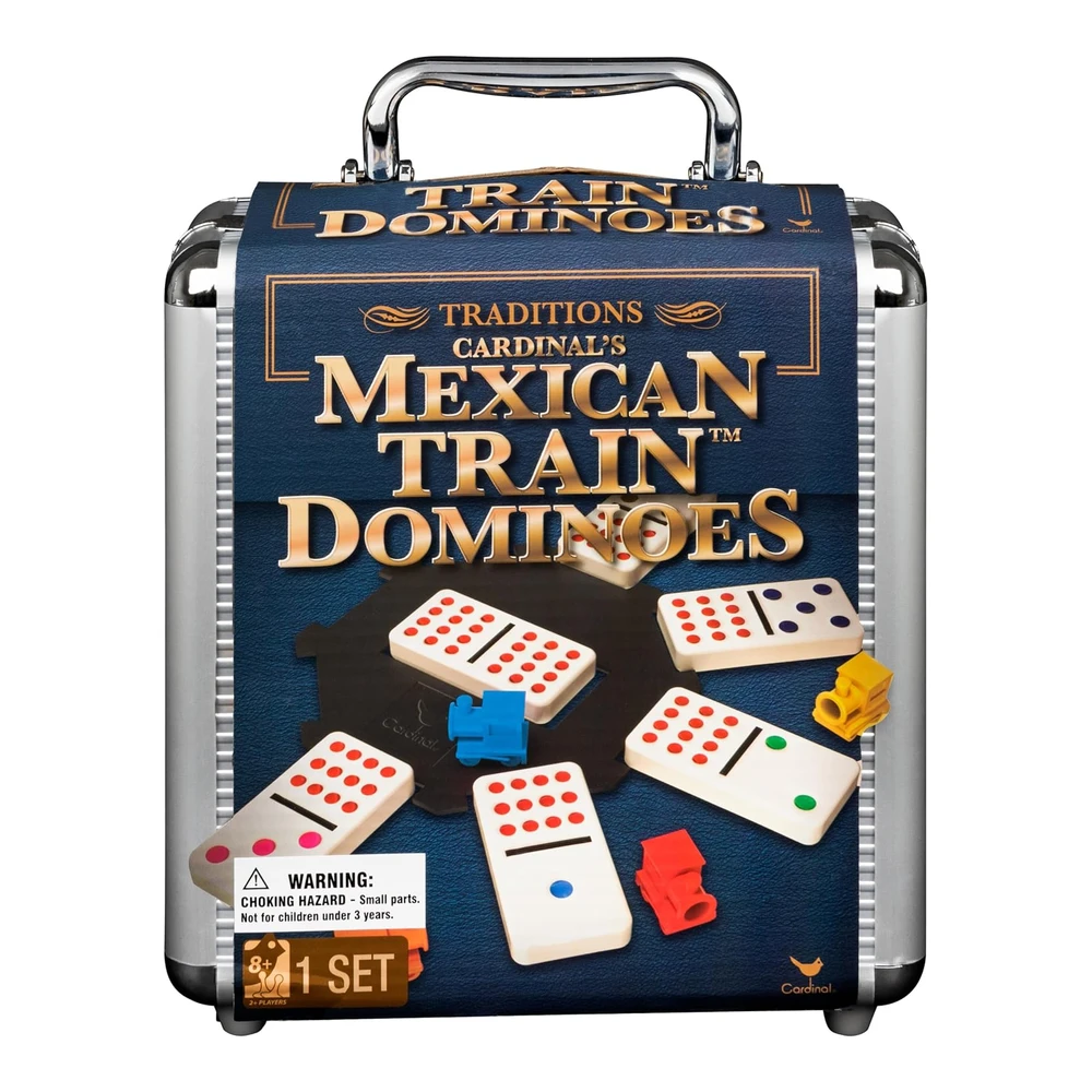 JUEGO DE DOMINÓ TREN CARDINAL MEXICANO CON CAJA DE ALUMINIO