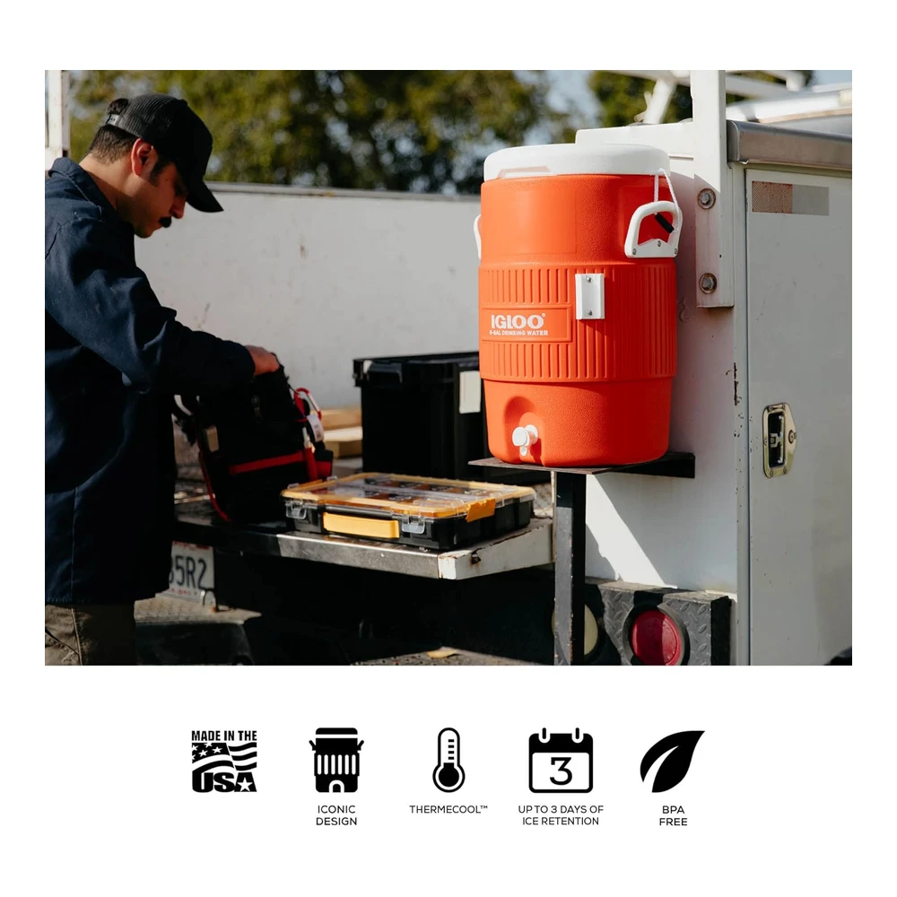 Igloo Portable Sports Cooler Water Beverage Dispenser With Flat Seat Lid