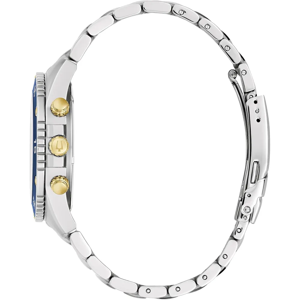 b000g1ywk2_1_webp.webp Bulova reloj cronógrafo para hombre Marine Star de acero inoxidable con cuarzo | Plata/Azul