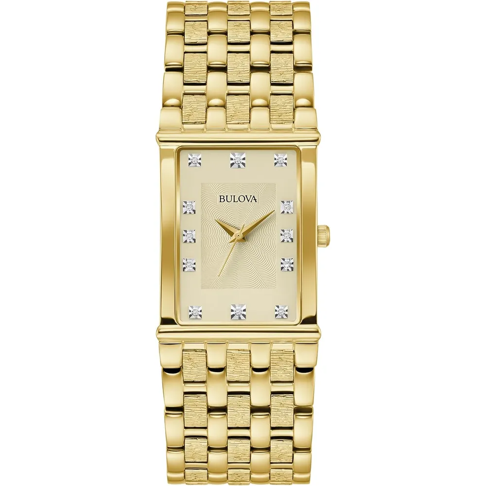 Bulova reloj clásico para hombre de acero inoxidable con cuarzo y diamantes | Oro