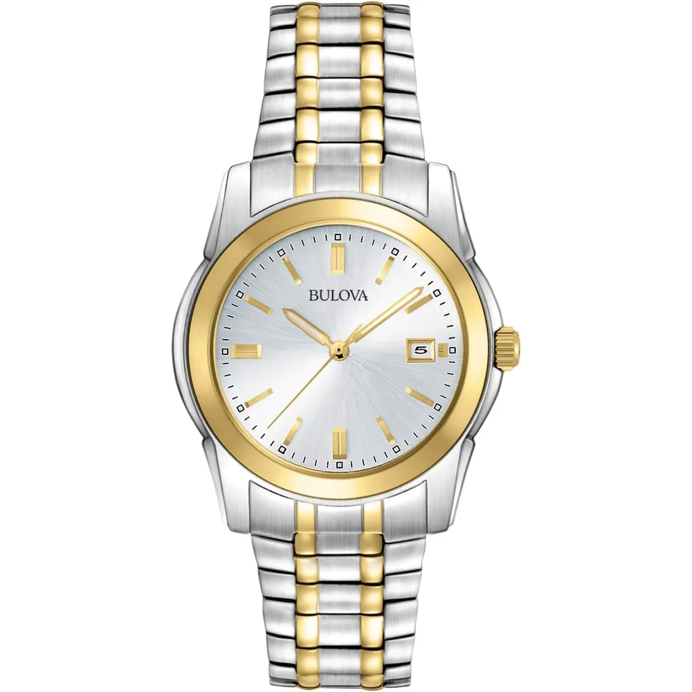 Bulova reloj clásico para hombre de acero inoxidable con cuarzo y fecha | Oro/Plata