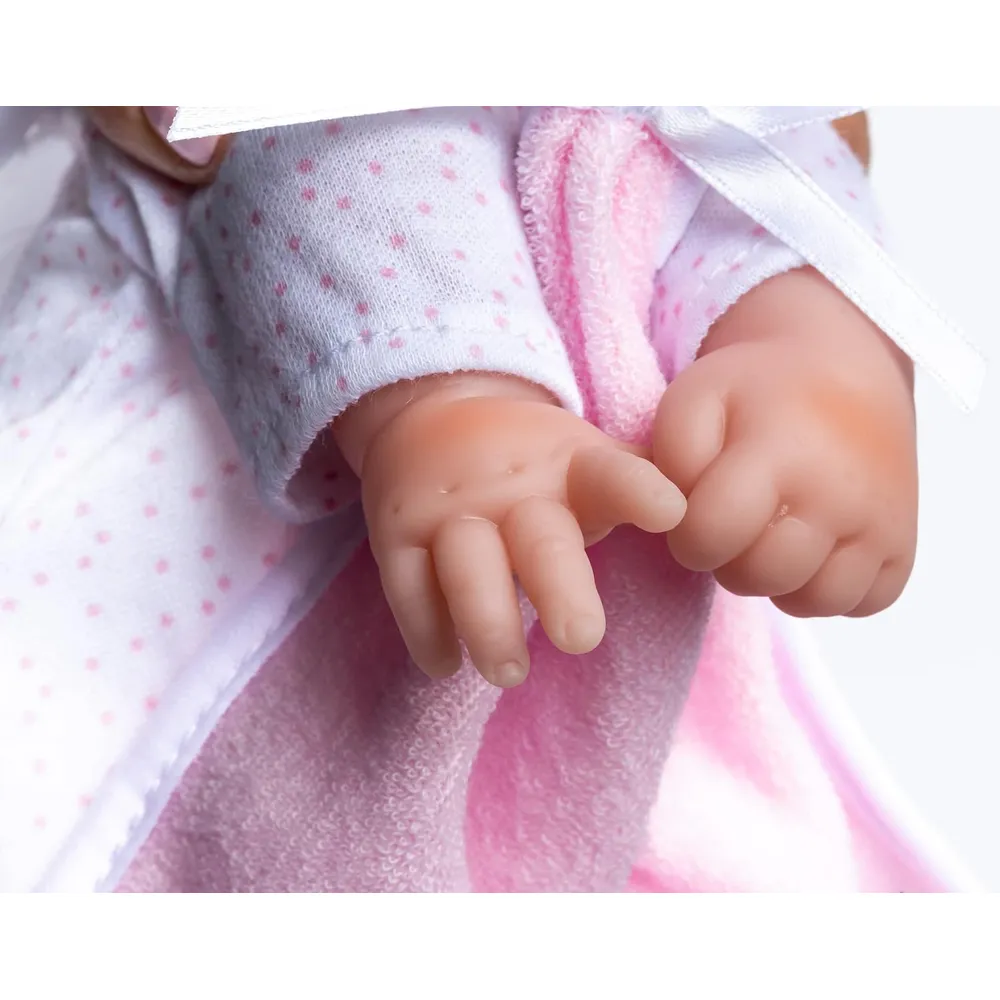 b000vkzbhg_3_webp.webp LA BABY muñeca bebé 11"/28 cm | Mono blanco