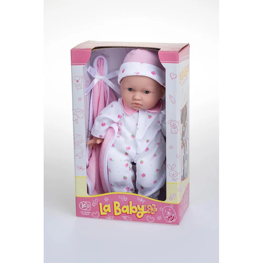 LA BABY muñeca11"/28 cm con accesorios | Rosado