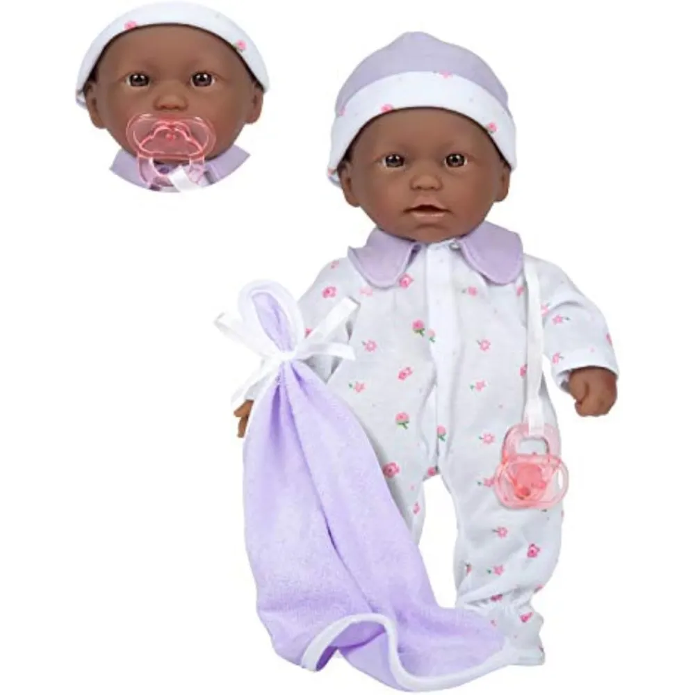 b002apg82m_0_webp.webp LA BABY muñeca afroamericana 11"/28 cm con accesorios | Blanco/Morado