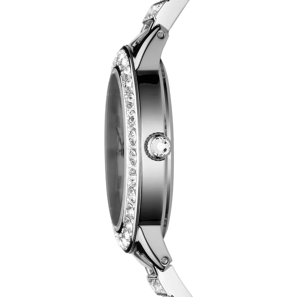 Fossil reloj de cuarzo Jesse para mujer, acero inoxidable y tres agujas | Plata