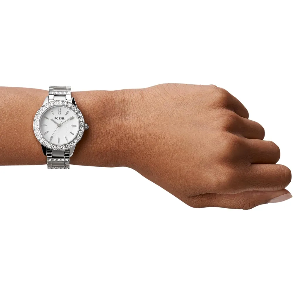 Fossil reloj de cuarzo Jesse para mujer, acero inoxidable y tres agujas | Plata