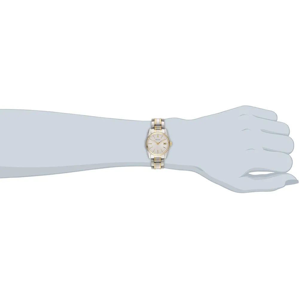 Bulova reloj clásico para mujer de acero inoxidable con cuarzo y calendario | Oro/Plata