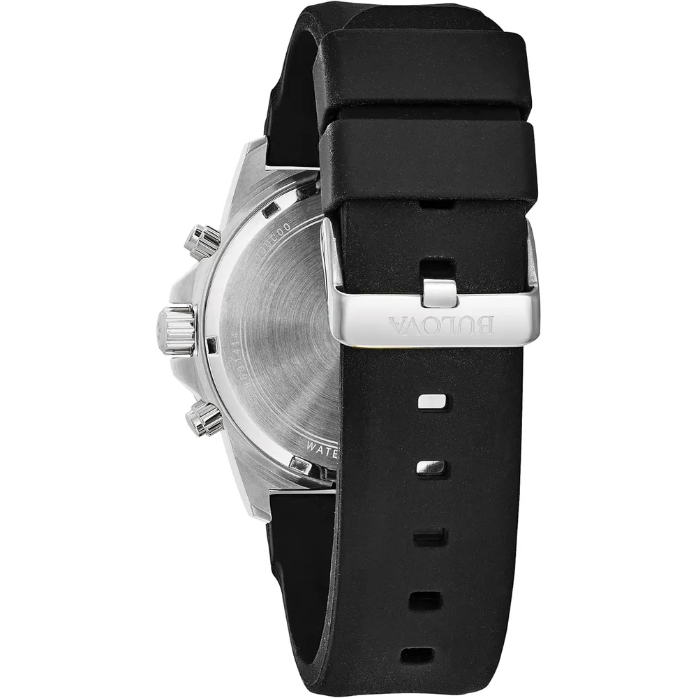 Bulova reloj cronógrafo para hombre Marine Star de acero con cuarzo y silicona | Negro