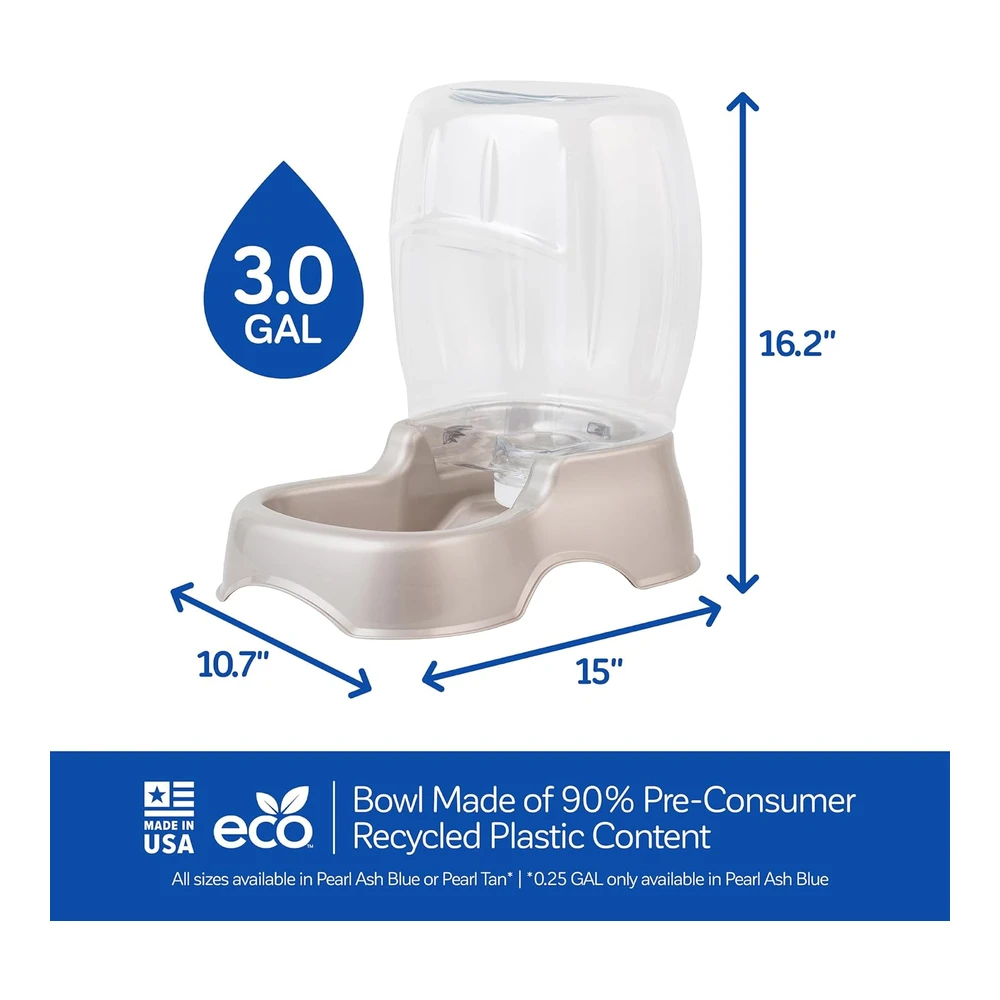 b003ev7fa0_2.webp Petmate Pet Cafe Waterer Dispensador de Agua para Gatos y Perros - 4 Tamaños - 3 Galones - Color Marrón Perlado - Fabricado En Estados Unidos