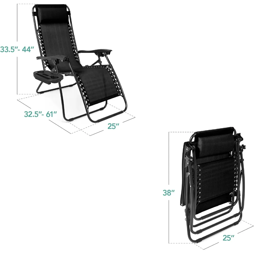 Juego de 2 sillones reclinables con portavasos Best Choice Products | Negro