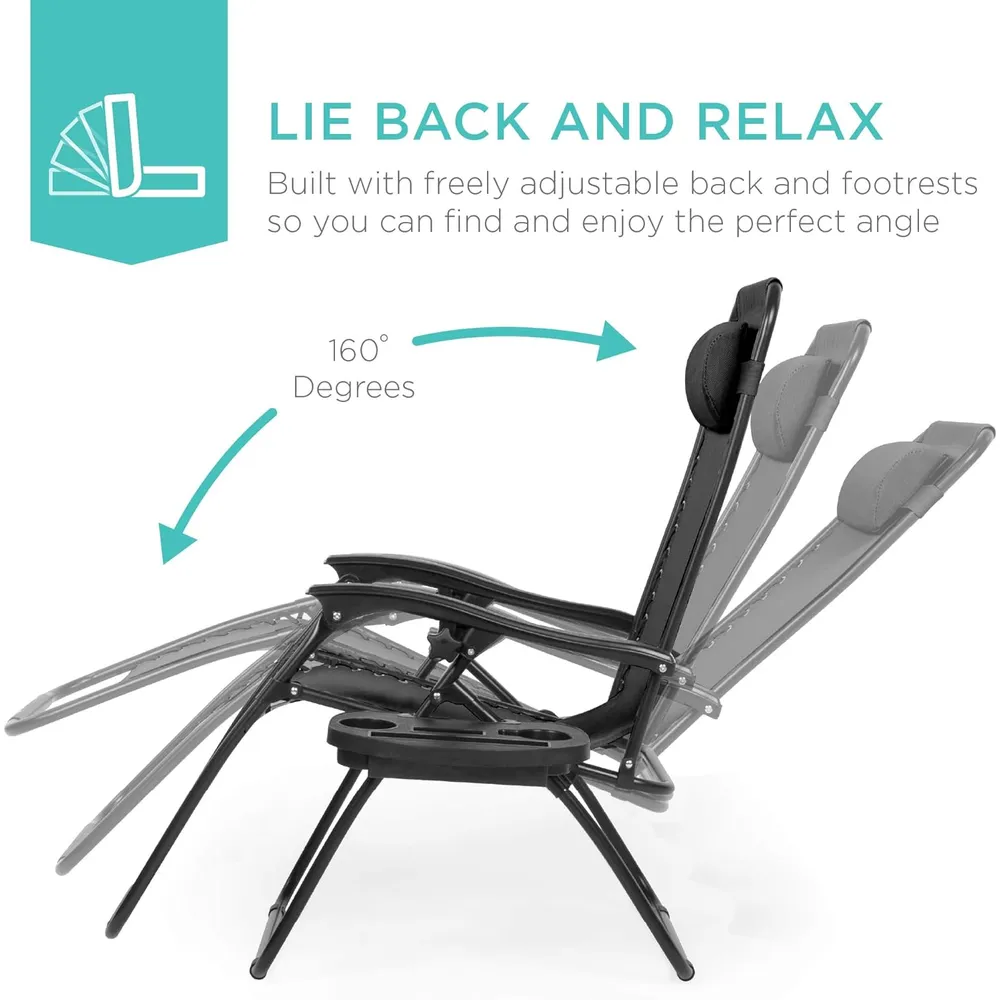 Juego de 2 sillones reclinables con portavasos Best Choice Products | Negro