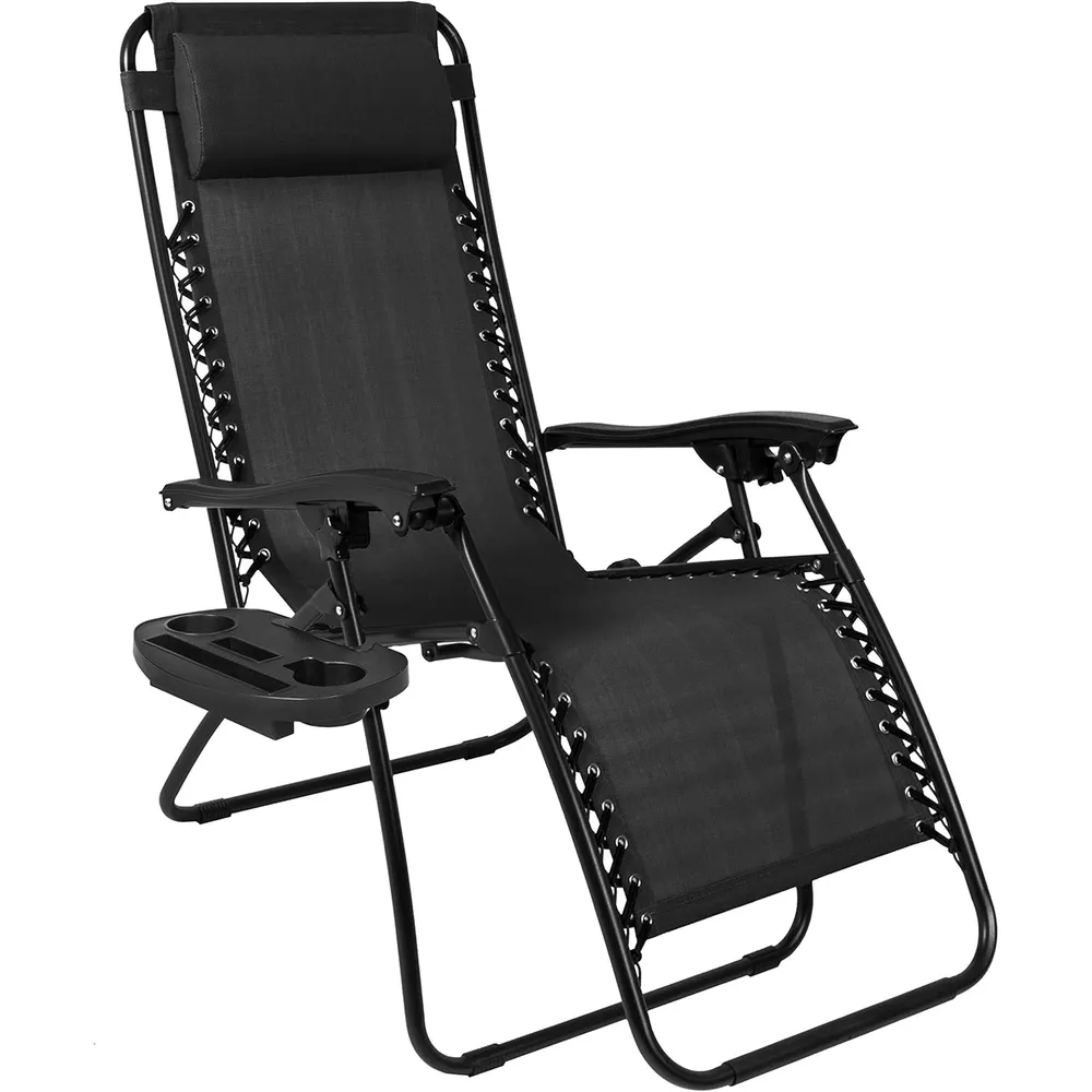 Juego de 2 sillones reclinables con portavasos Best Choice Products | Negro