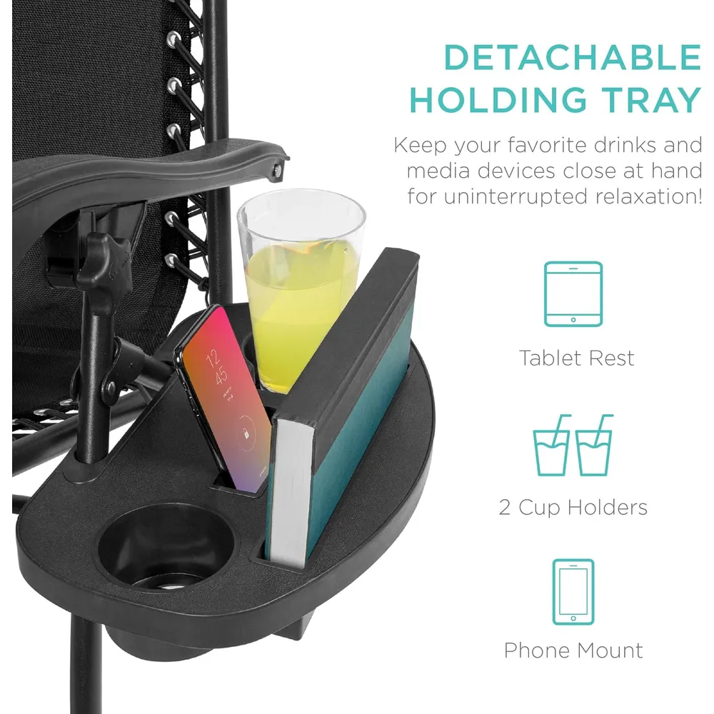 Juego de 2 sillones reclinables con portavasos Best Choice Products | Negro