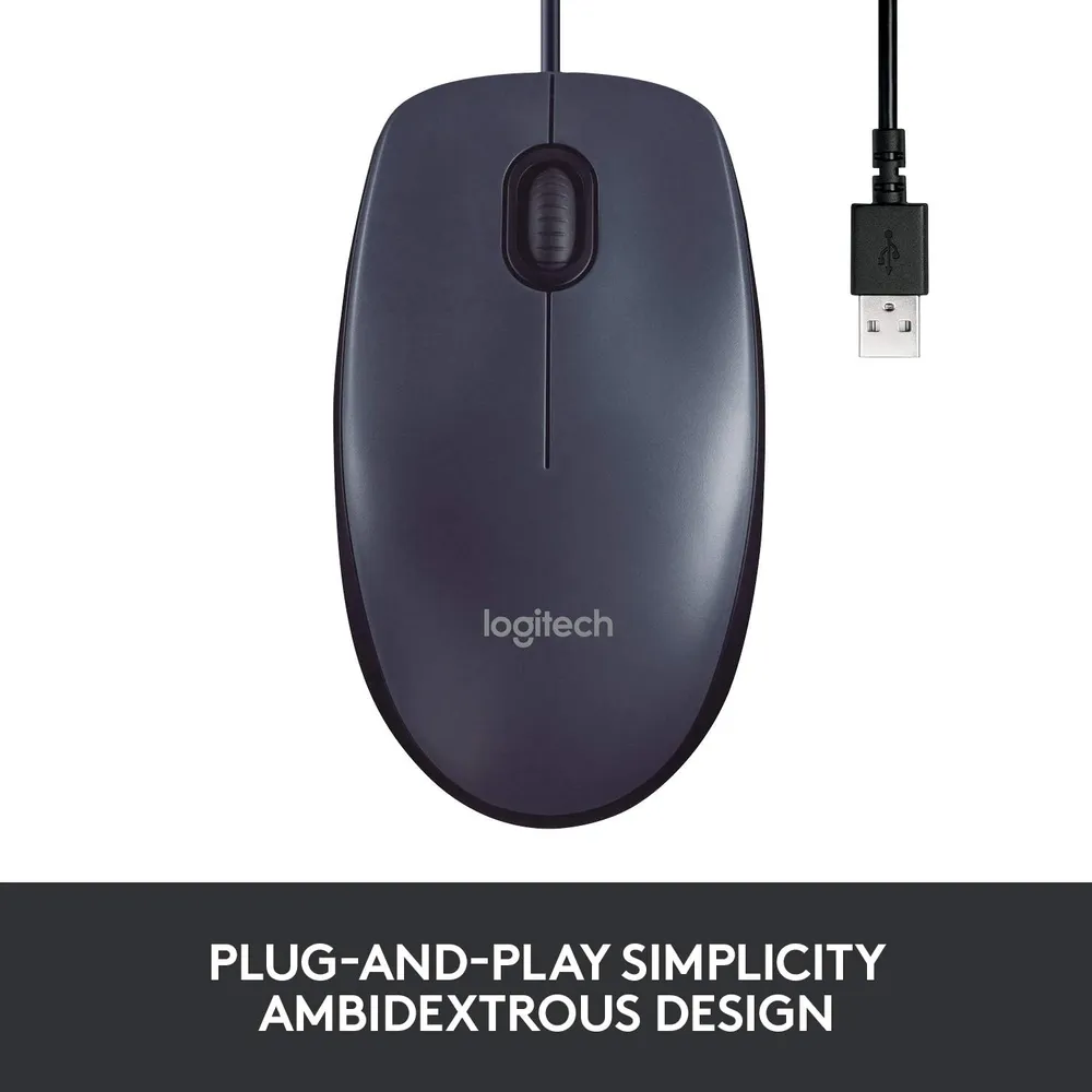 MOUSE ALÁMBRICO B100 LOGITECH | NEGRO