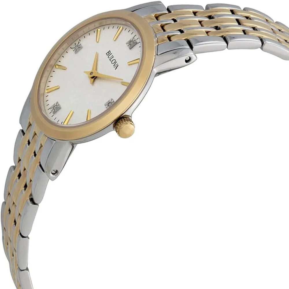 Bulova reloj clásico para mujer de acero inoxidable con cuarzo y diamantes | Oro/Plata