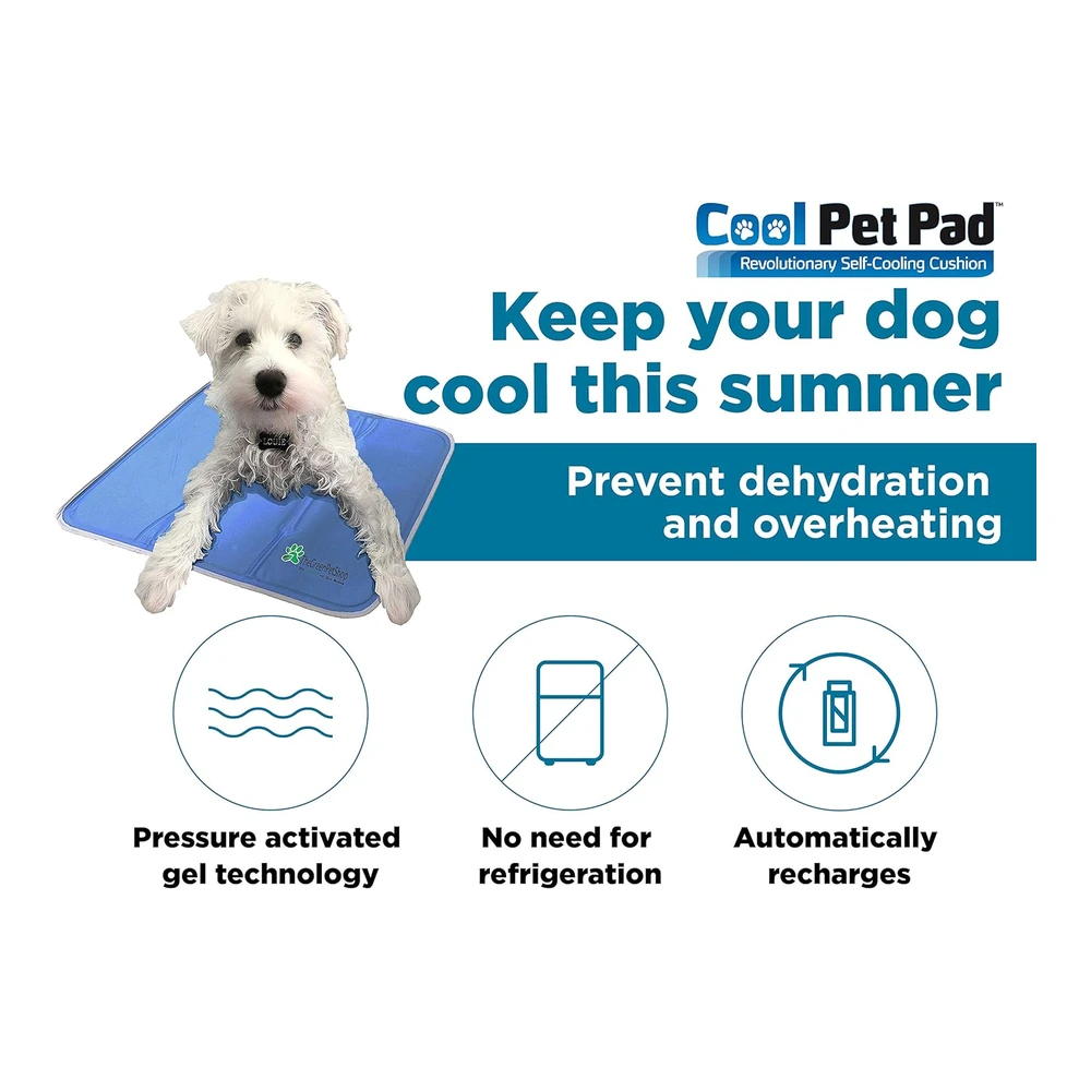 b0047wccbw_4.webp The Green Pet Shop Almohadilla de Enfriamiento para Mascotas - Esta Colchoneta Ayuda a Prevenir Sobrecalentamiento y Deshidratación - Enfría y Calma a Su Perro - Activado Por Presión, Fórmula Gel No Tóxica. - M - Azul