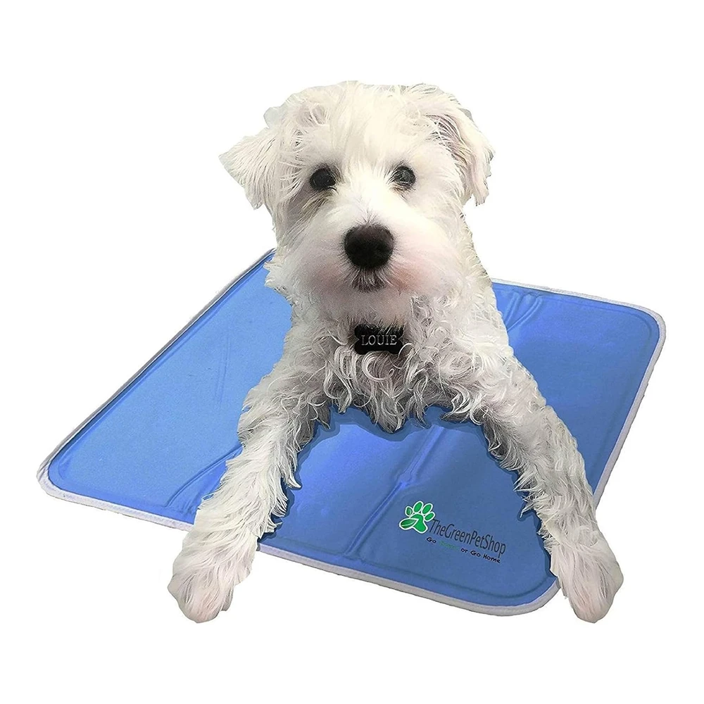 The Green Pet Shop Almohadilla de Enfriamiento para Mascotas - Esta Colchoneta Ayuda a Prevenir Sobrecalentamiento y Deshidratación - Enfría y Calma a Su Perro - Activado Por Presión, Fórmula Gel No Tóxica. - M - Azul