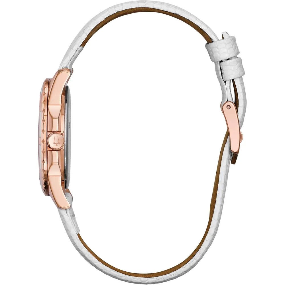 Bulova reloj clásico para mujer de acero inoxidable con cuarzo y 12 diamantes | Blanco