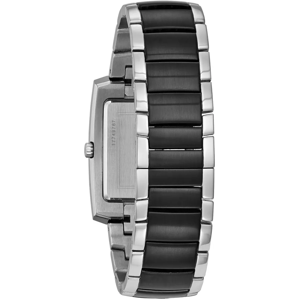 Bulova reloj clásico rectangular de cuarzo de dos agujas para hombre | Negro