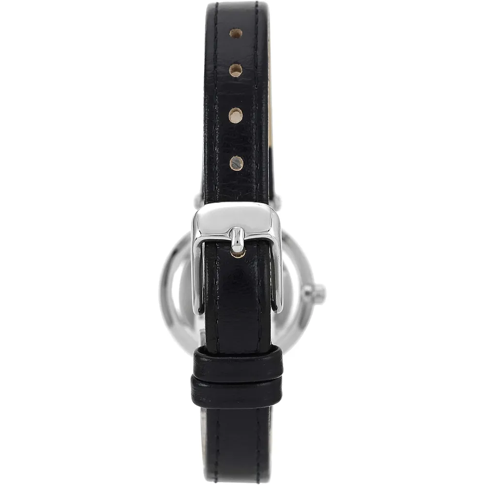 Anne Klein 109442CHHY reloj para mujer con correa de cuero | 45 mm - Negro/Plata