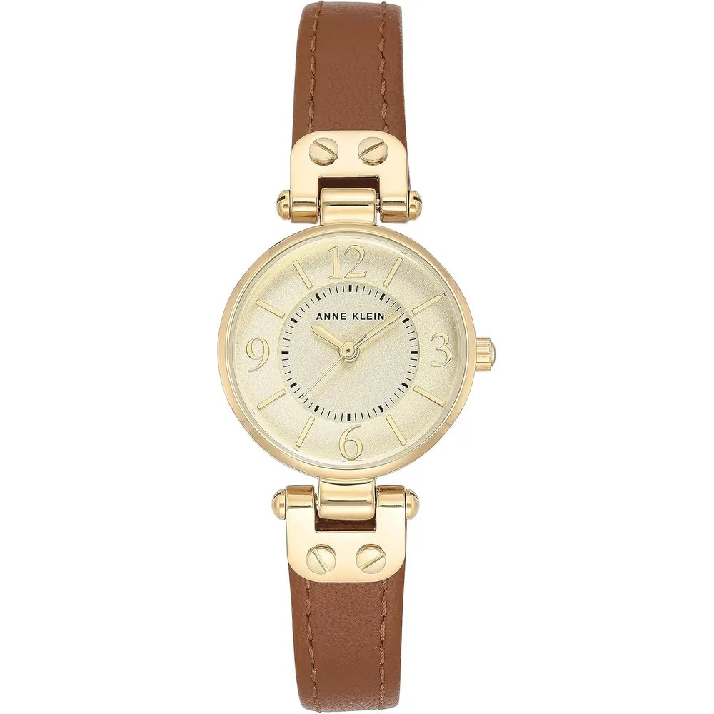 Anne Klein 109442CHHY reloj para mujer con correa de cuero | 45 mm - Marrón/Oro